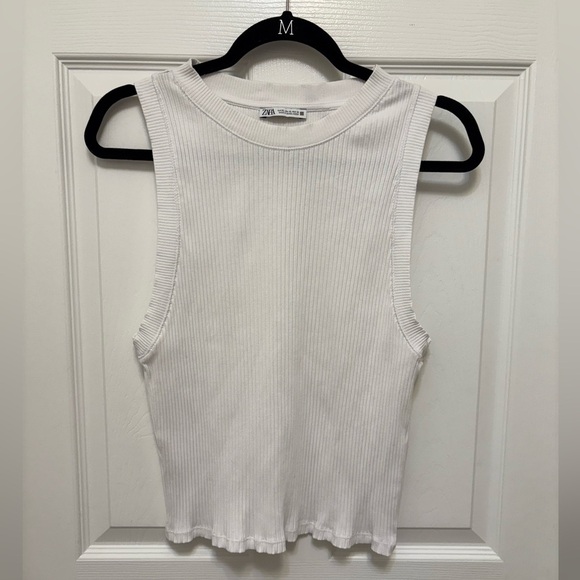 Zara Tops - ZARA White Sleeveless Ribbed Camisole/ Tank